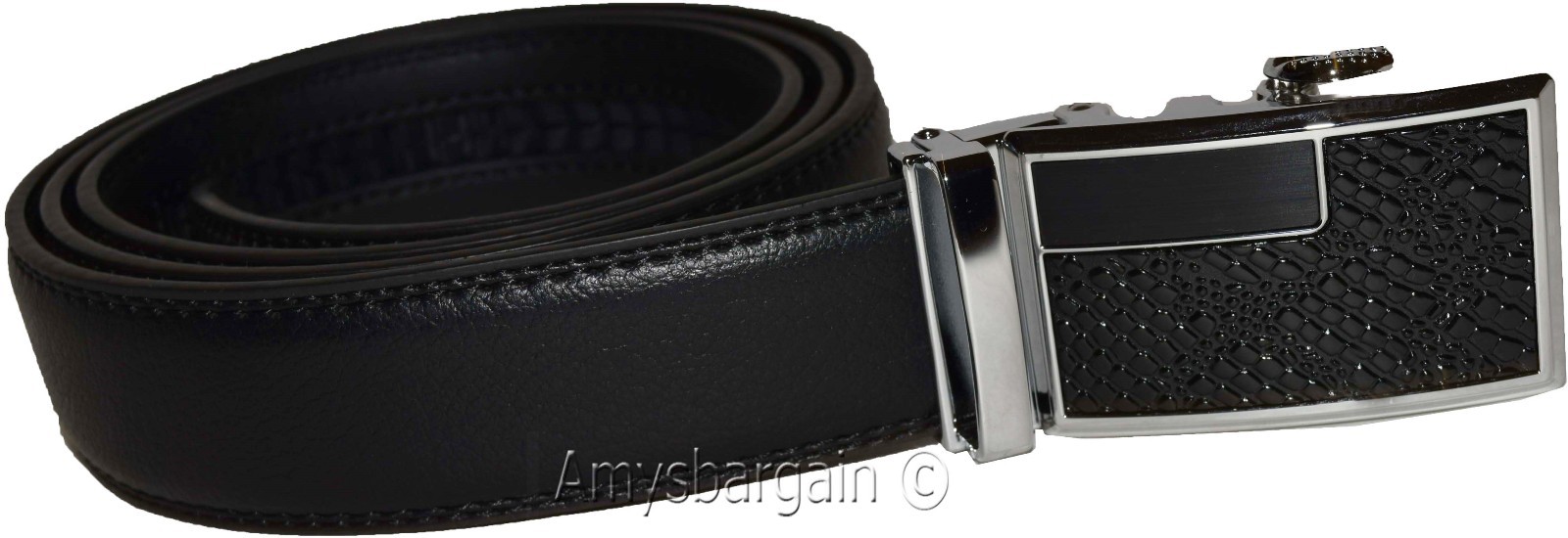 Men's Leather Dress Belt (XL) Auto Lock belt, Men's Black Quick lock belt S7867S - Image 9