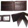 Men's Leather Wallet Bifold wallet 9 Card Holder 3 ID Bill slots Wallet Br New