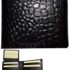 Men's Leather Wallet Black Crocodile Skin Printed leather wallet BR New In Box