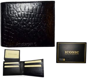 Men's Leather Wallet Black Crocodile Skin Printed leather wallet BR New In Box - Image 14