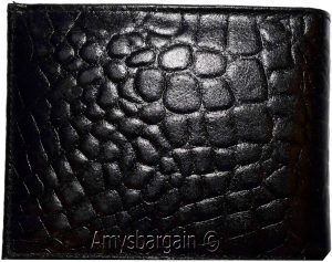 Men's Leather Wallet Black Crocodile Skin Printed leather wallet BR New In Box - Image 7