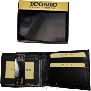 Men's Leather Wallet Black Crocodile Skin Printed leather wallet BR New In Box - Image 10