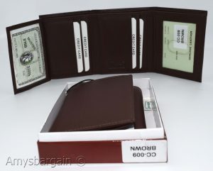Men's RFID genuine leather trifold wallet secure IDs credit cards br new in box - Image 4