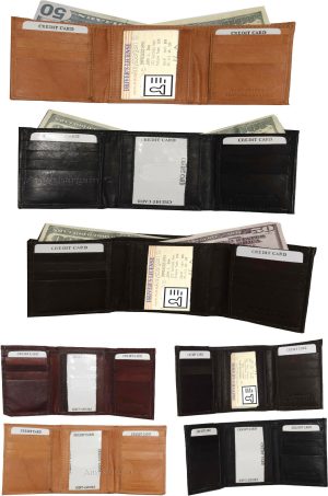 Men's Trifold Leather Wallet Unbranded Tan wallet 1 ID 6 card 2 bill slots - Image 4