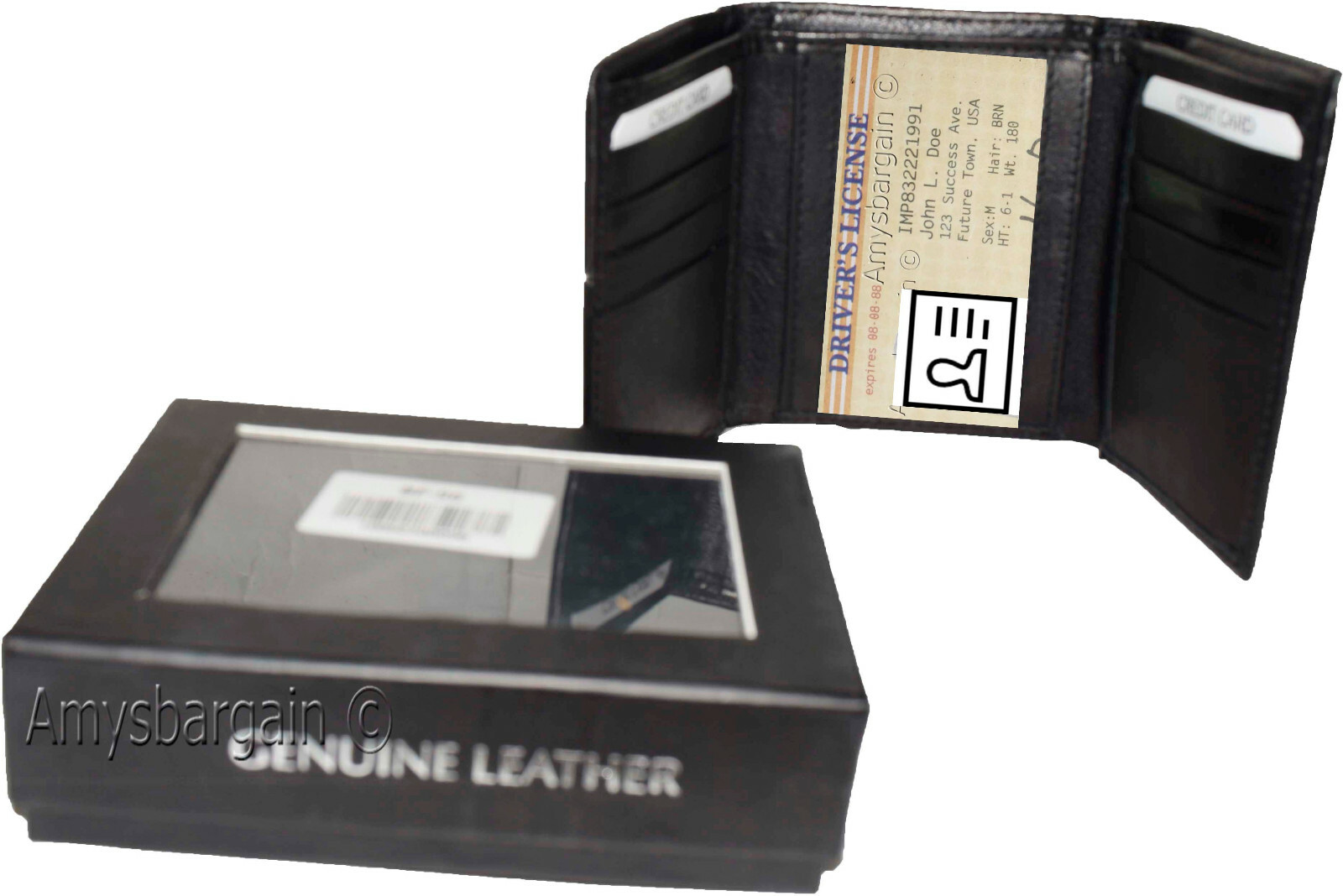 Men's Wallet. Trifold Genuine Leather Wallet. Card Case. Window ID case wallet