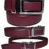 Men’s XL Belt Burgund Leather Automatic lock Dress / Casual belt adjustable belt