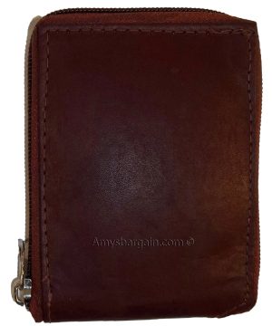 Men’s Zip around wallet Leather wallet Center piece 9 credit card ID 2 Billfolds - Image 11