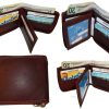Men’s Zip around wallet Leather wallet Center piece 9 credit card ID 2 Billfolds