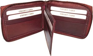 Men’s Zip around wallet Leather wallet Center piece 9 credit card ID 2 Billfolds - Image 5