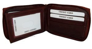 Men’s Zip around wallet Leather wallet Center piece 9 credit card ID 2 Billfolds - Image 7
