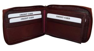 Men’s Zip around wallet Leather wallet Center piece 9 credit card ID 2 Billfolds - Image 8