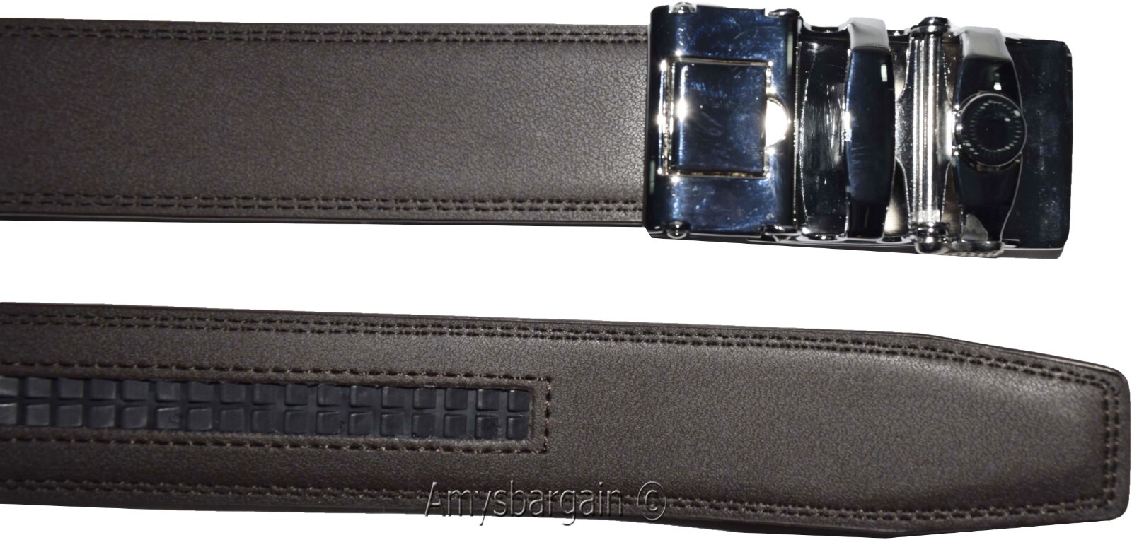 Men's belt Brown Leather XL Automatic lock Dress/Casual belt adjustable Belt. - Image 14