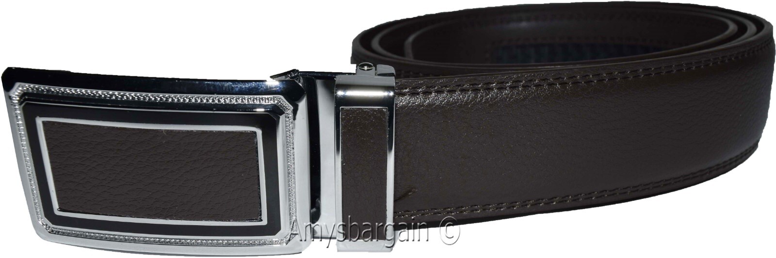 Men's belt Brown Leather XL Automatic lock Dress/Casual belt adjustable Belt. - Image 10