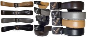 Men's belt leather dress casual automatic lock eagle buckle new quick lock belt