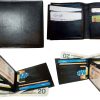 Men's leather 12 Card bi-fold wallet 2 bill slots 1 ID unbranded Black wallet bn