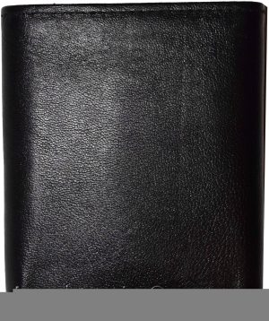 Men's trifold wallet Genuine Leather 9 credit card 2 ID Bill slots Black Wallet - Image 13