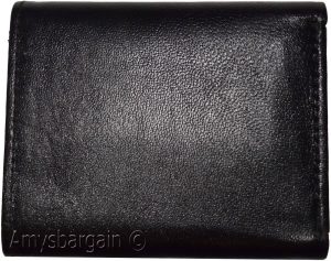 Men's trifold wallet Genuine Leather 9 credit card 2 ID Bill slots Black Wallet - Image 4