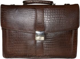 New Crocodile Skin Printed Leather Briefcase Black Business case Attaché sac bag