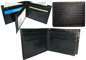 New Italian styled Woven printed leather man's bi-fold wallet 9 Credit card+ID