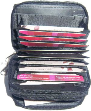 New RFID Black Solid Leather Accordion Wallet Zip Around ID credit Card holder - Image 4