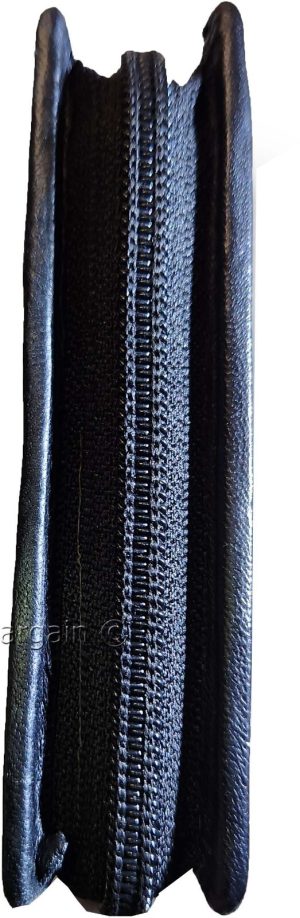 New RFID Black Solid Leather Accordion Wallet Zip Around ID credit Card holder - Image 5
