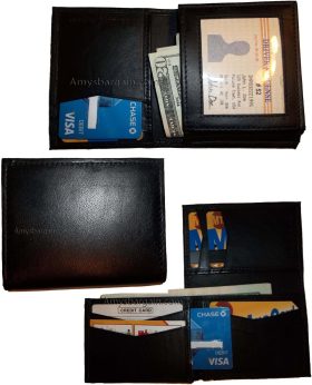 New Trifold Leather Men’s wallet 7 Credit card spaces ID Window Men's Bilfold BN