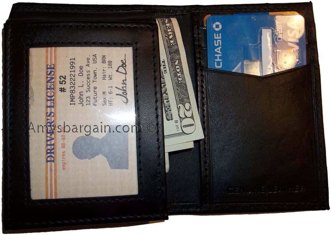 New Trifold Leather Men’s wallet 7 Credit card spaces ID Window Men's Bilfold BN - Image 6