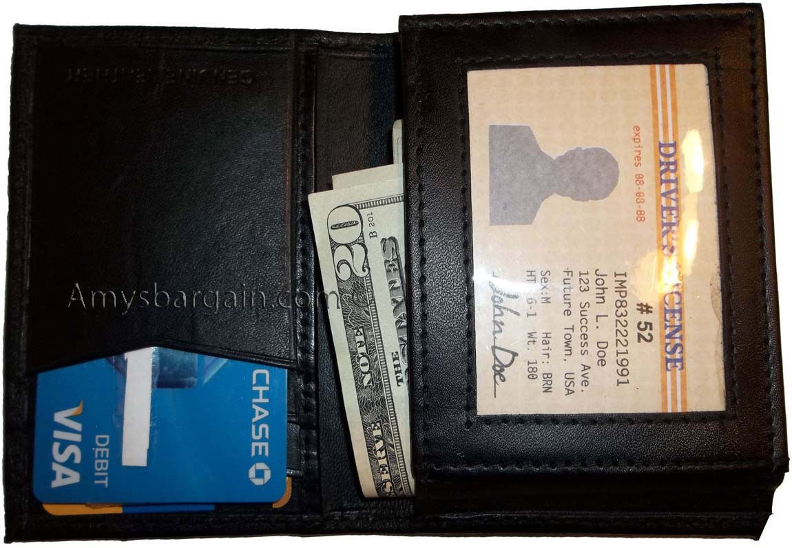 New Trifold Leather Men’s wallet 7 Credit card spaces ID Window Men's Bilfold BN - Image 8