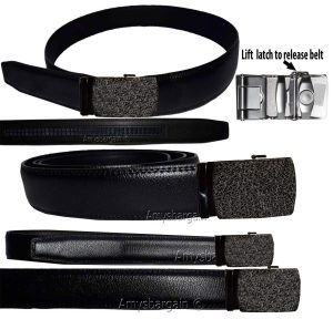 New buckle men's belt leather automatic dress Jeans comfort Slide lock BN 50" - Image 8