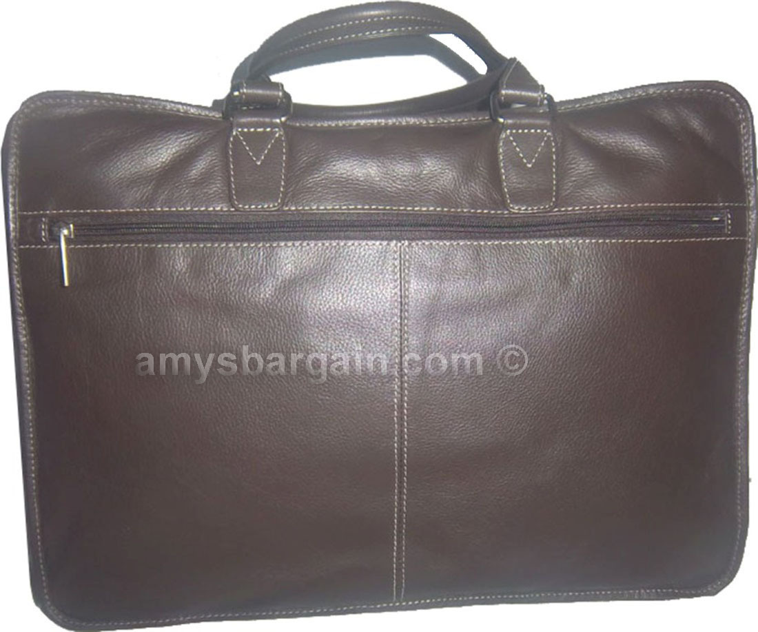 New leather briefcase case, unbranded brown leather briefcase zip top case