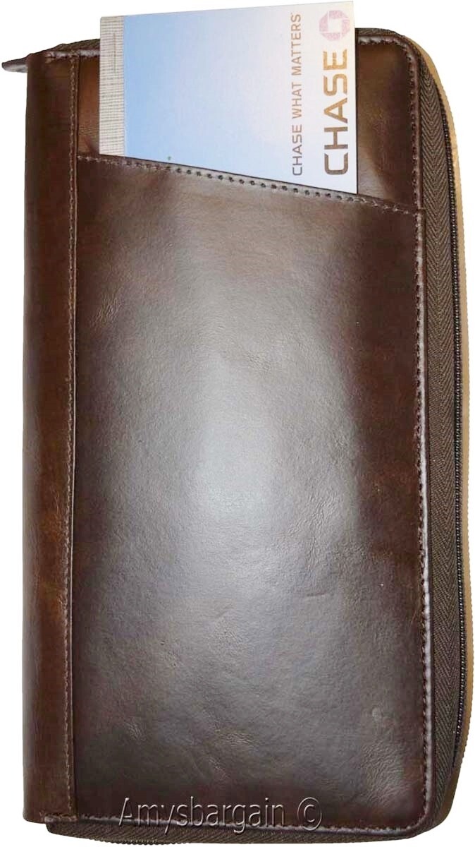 Organizer Leather document case passport ID airline ticket Credit card more BN - Image 11