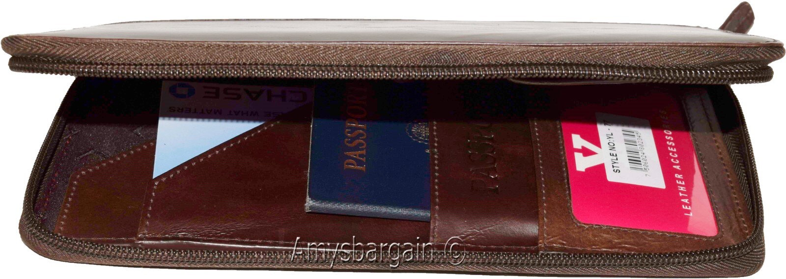 Organizer Leather document case passport ID airline ticket Credit card more BN - Image 18