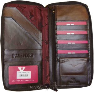 Organizer Leather document case passport ID airline ticket Credit card more BN - Image 3