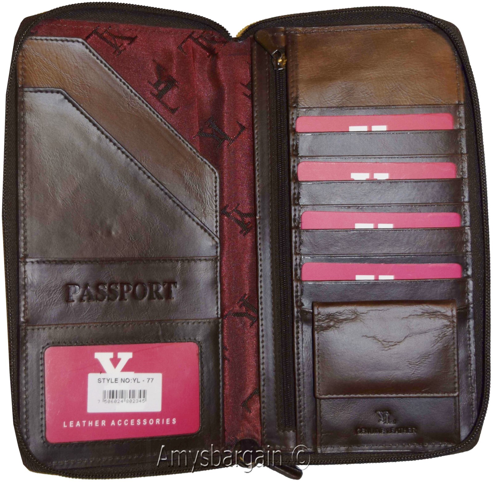 Organizer Leather document case passport ID airline ticket Credit card more BN - Image 3