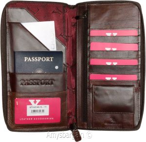 Organizer Leather document case passport ID airline ticket Credit card more BN - Image 20