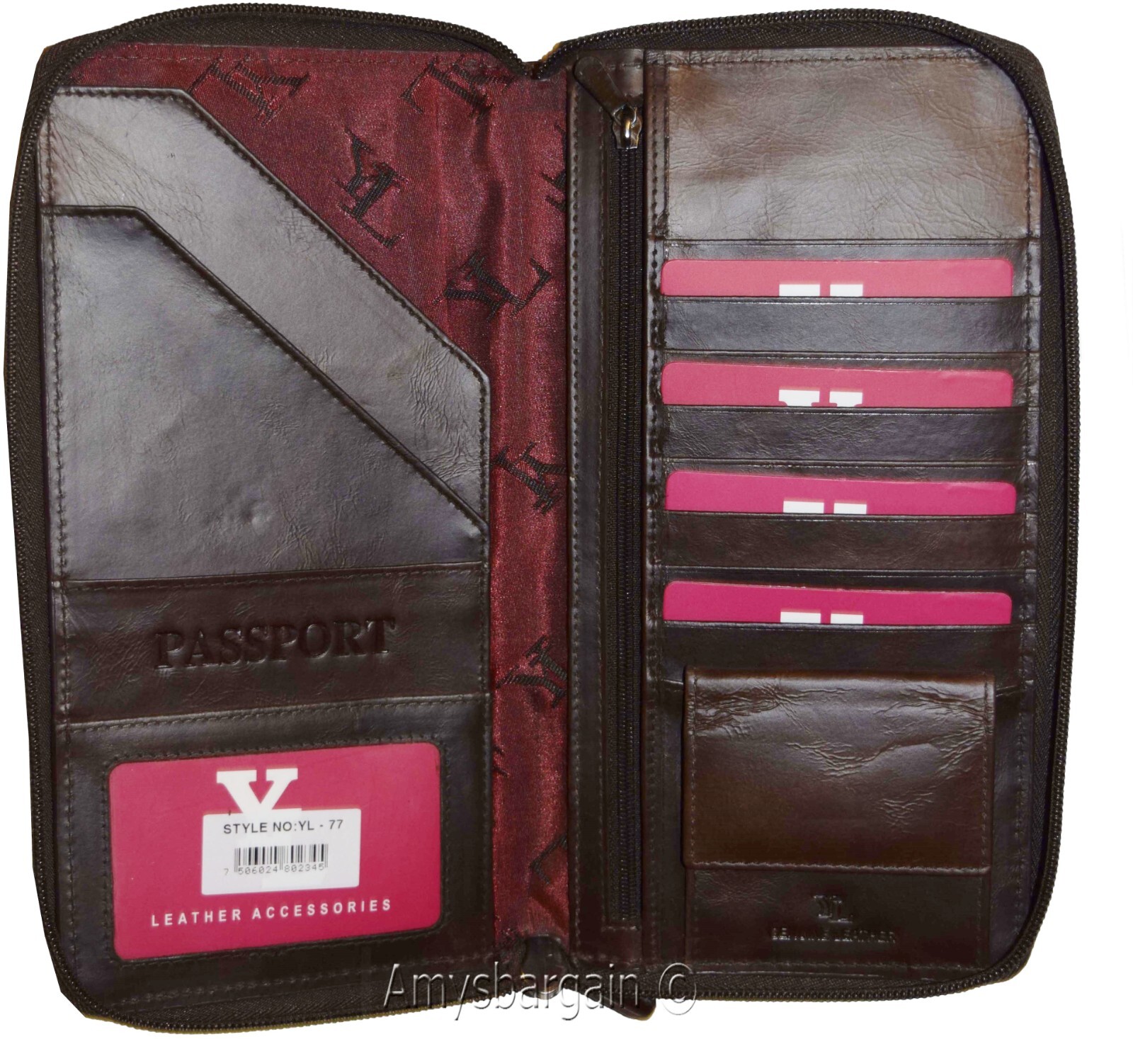 Organizer Leather document case passport ID airline ticket Credit card more BN - Image 4