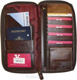 Organizer Leather document case passport ID airline ticket Credit card more BN - Image 6