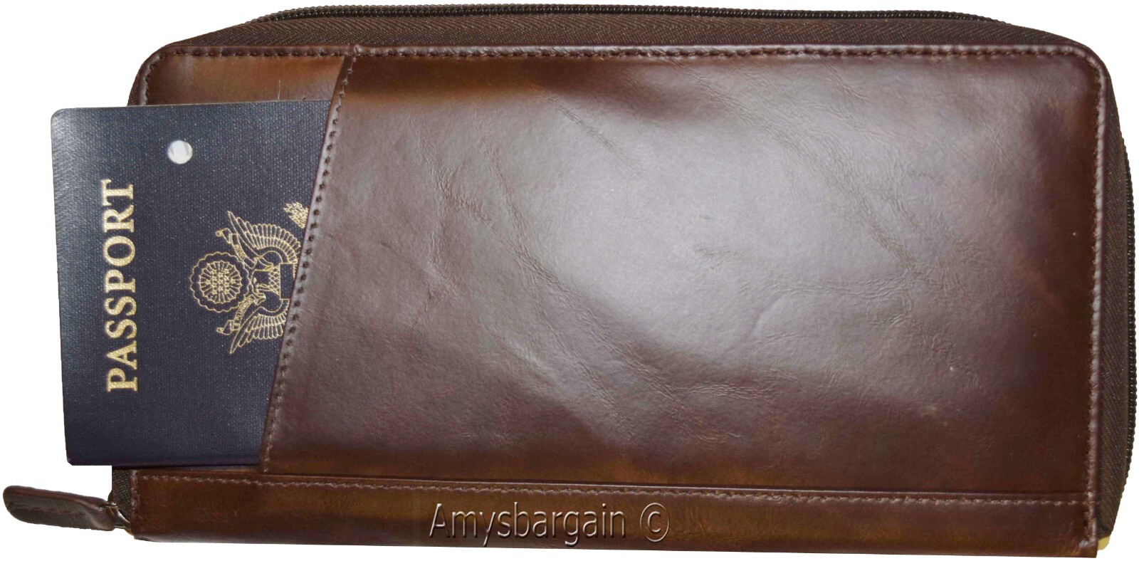 Organizer Leather document case passport ID airline ticket Credit card more BN - Image 7