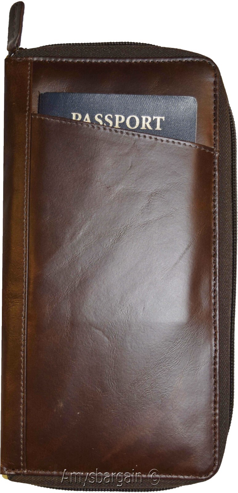 Organizer Leather document case passport ID airline ticket Credit card more BN - Image 8