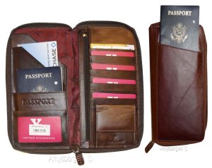 Organizer, Leather document case, passport ID airline ticket Credit card planner