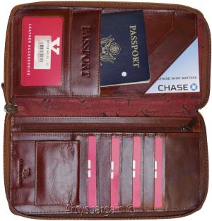 Organizer, Leather document case, passport ID airline ticket Credit card planner - Image 10