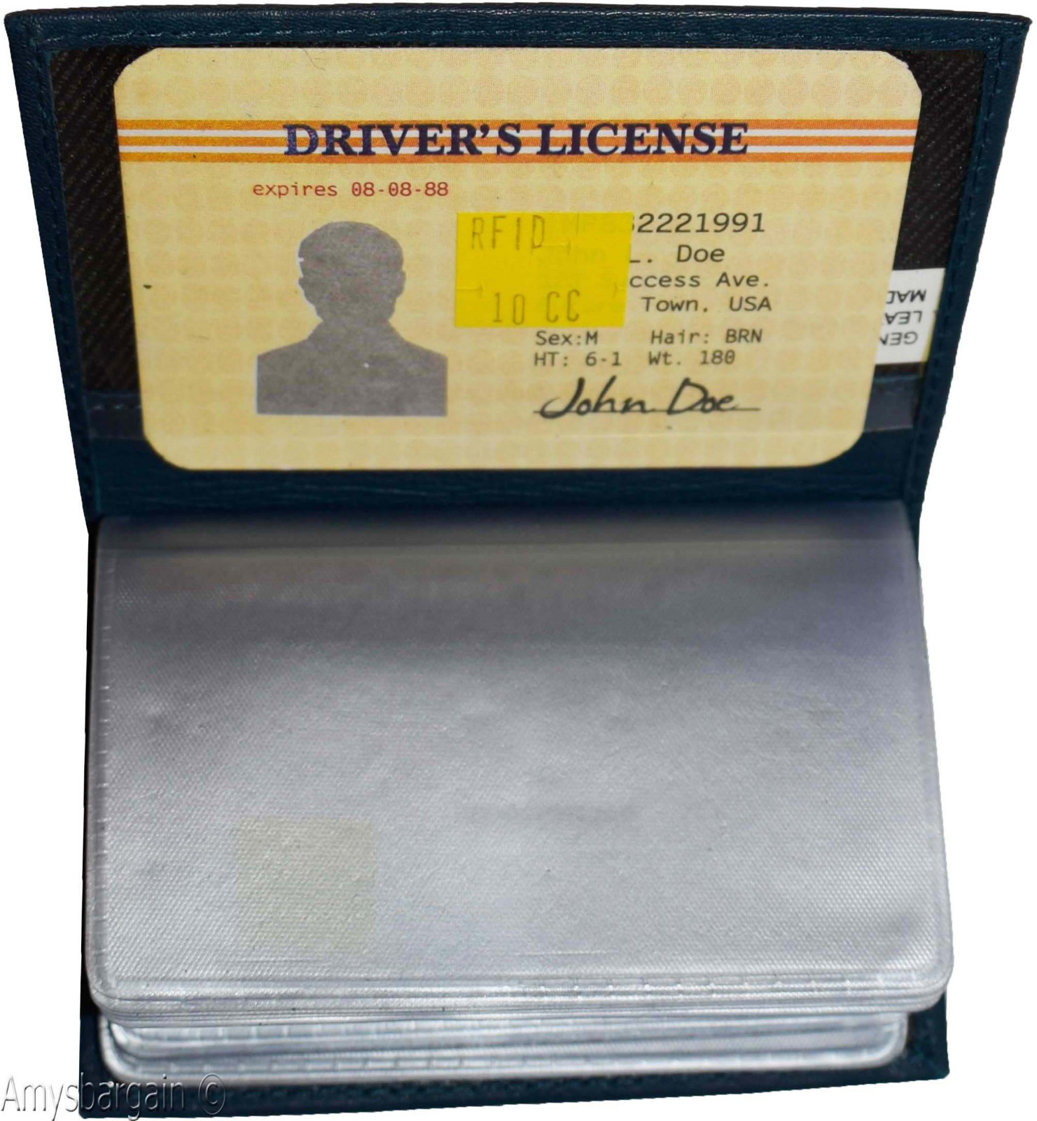RFID leather business card id credit card picture case 24 transparent card slots - Image 9