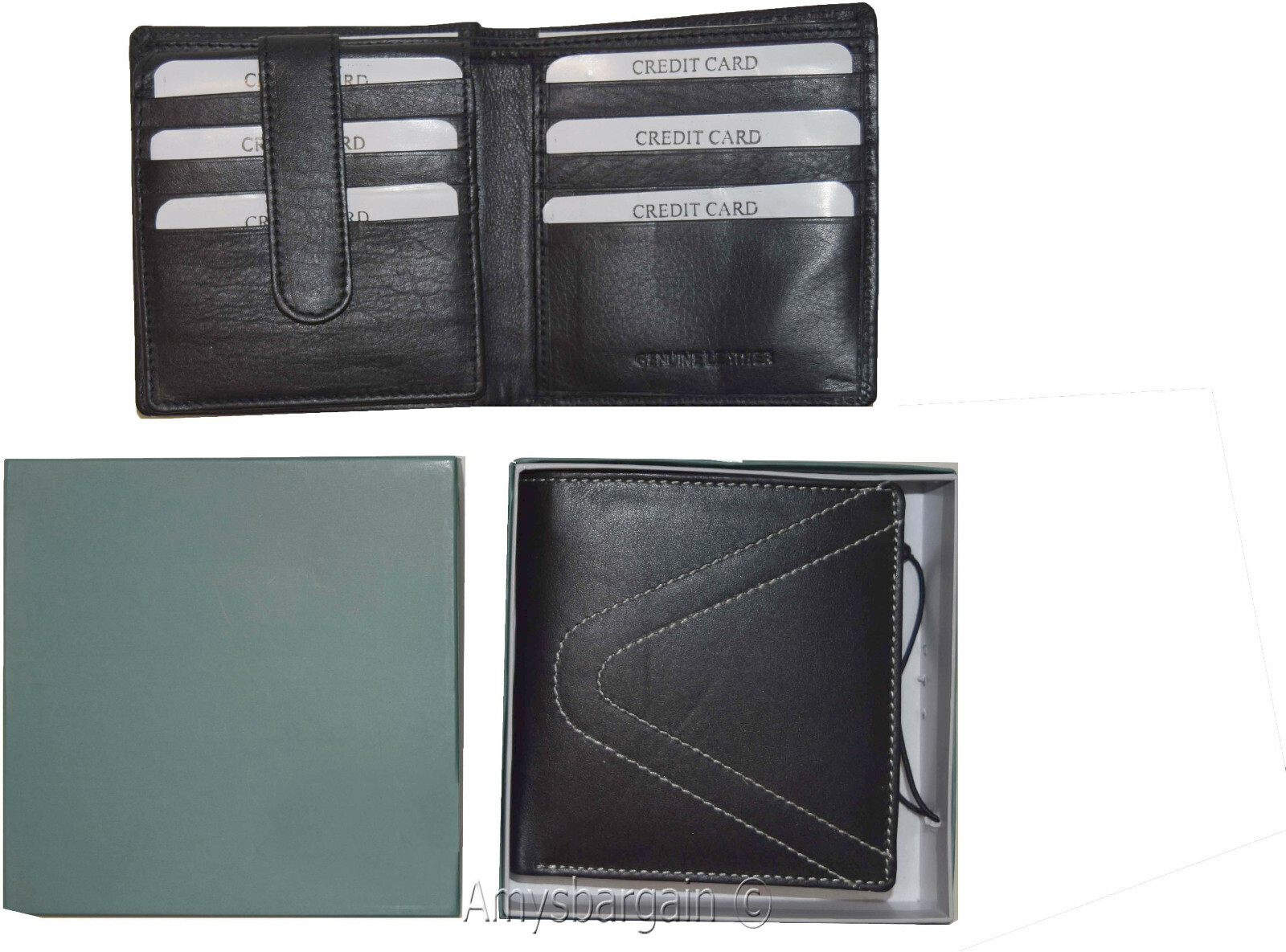 RFID men's hipster wallet genuine leather bifold 15 card 2 IDs new wallet in box - Image 3