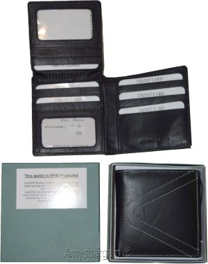 RFID men's hipster wallet genuine leather bifold 15 card 2 IDs new wallet in box - Image 5