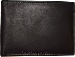 Thin Men's Black Bifold Wallet, Genuine Leather 6 Credit Card Billfold wallet BN - Image 7