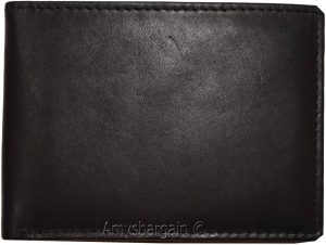 Thin Men's Black Bifold Wallet, Genuine Leather 6 Credit Card Billfold wallet BN - Image 3