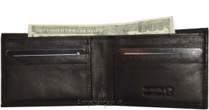 Thin Men's Black Bifold Wallet, Genuine Leather 6 Credit Card Billfold wallet BN