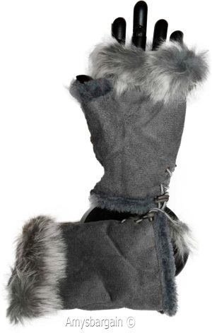 Finger-less Gloves Winter Gloves Hand Wrist Warmer Fur trim one size fits all - Image 18