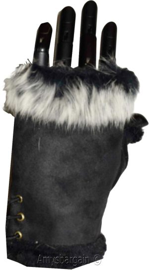 Finger-less Gloves Winter Gloves Hand Wrist Warmer Fur trim one size fits all - Image 14