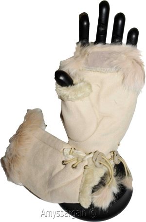 Finger-less Gloves Winter Gloves Hand Wrist Warmer Fur trim one size fits all - Image 22